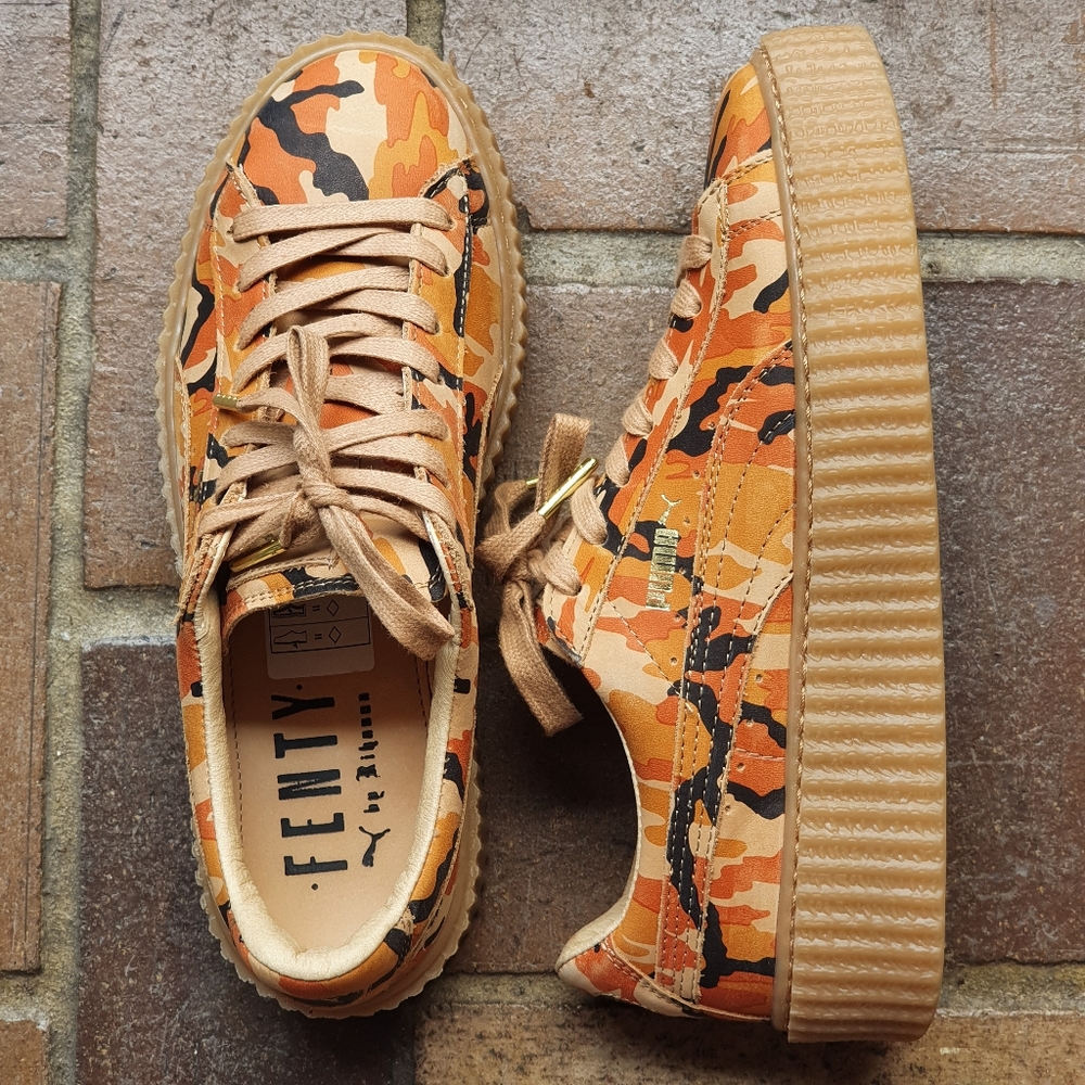 Puma x Fenty Orange Suede Creepers Camo by Rihanna